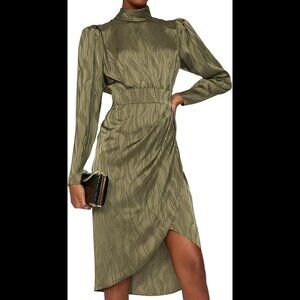 Ronny Kobo Collection Olive Long Sleeve Dress 10 Wrap Bottom